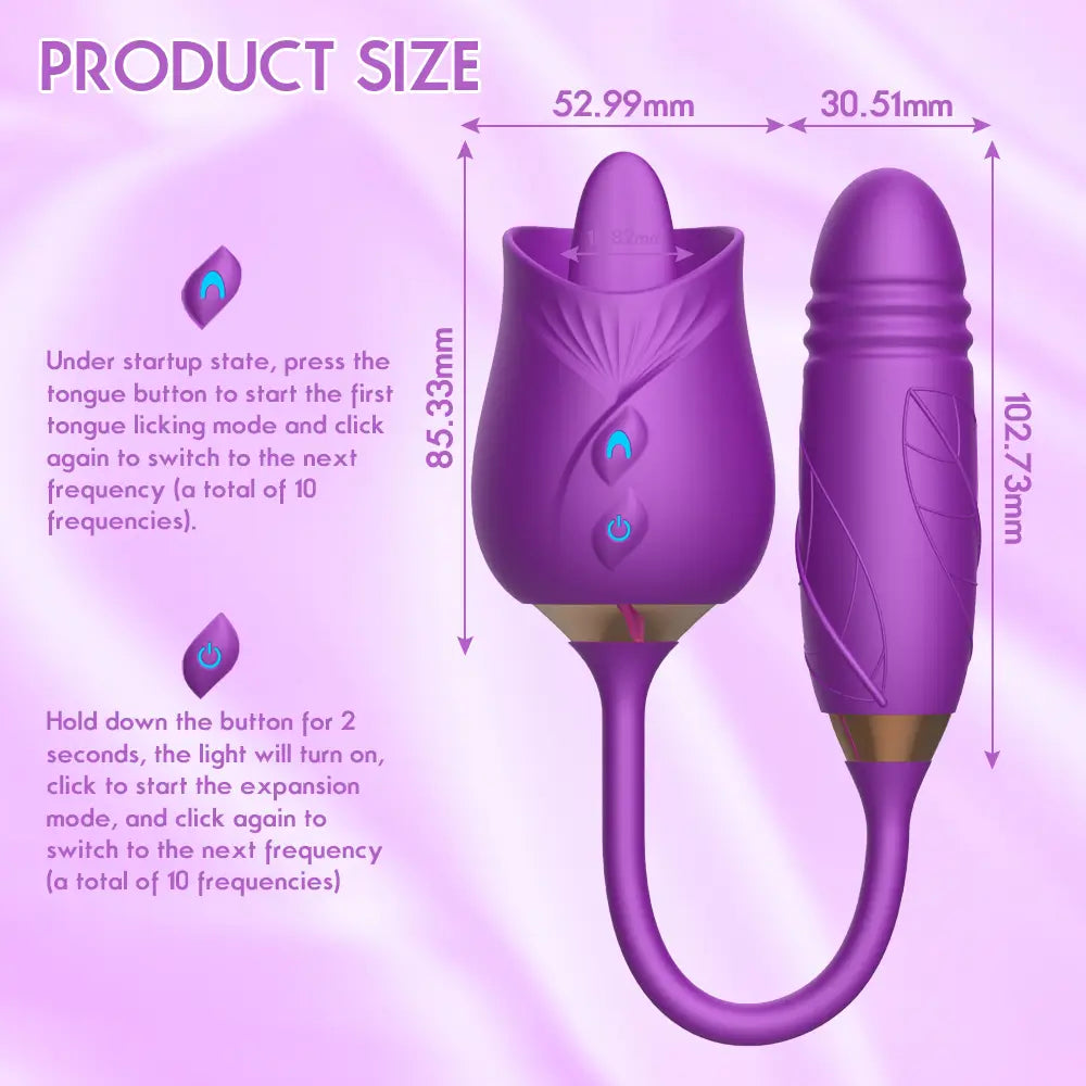 licking rose with dildo size