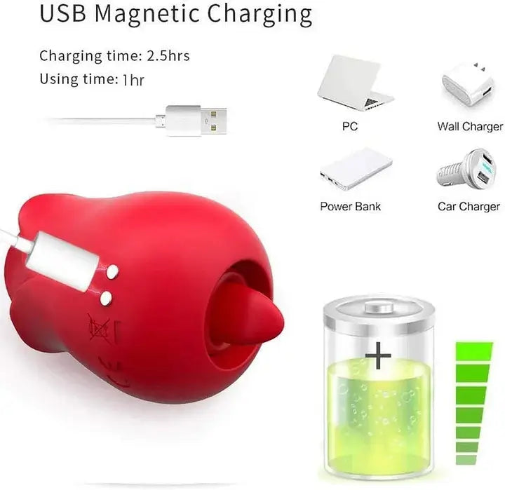 Rose Toy 2-in-1 Vibrator uses usb charging