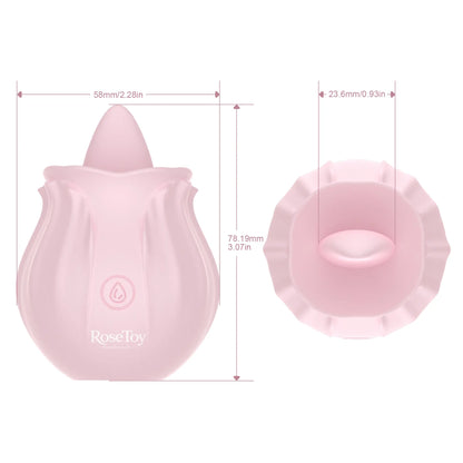 Rose Bloom licking vibrator dimensions showing product height and width