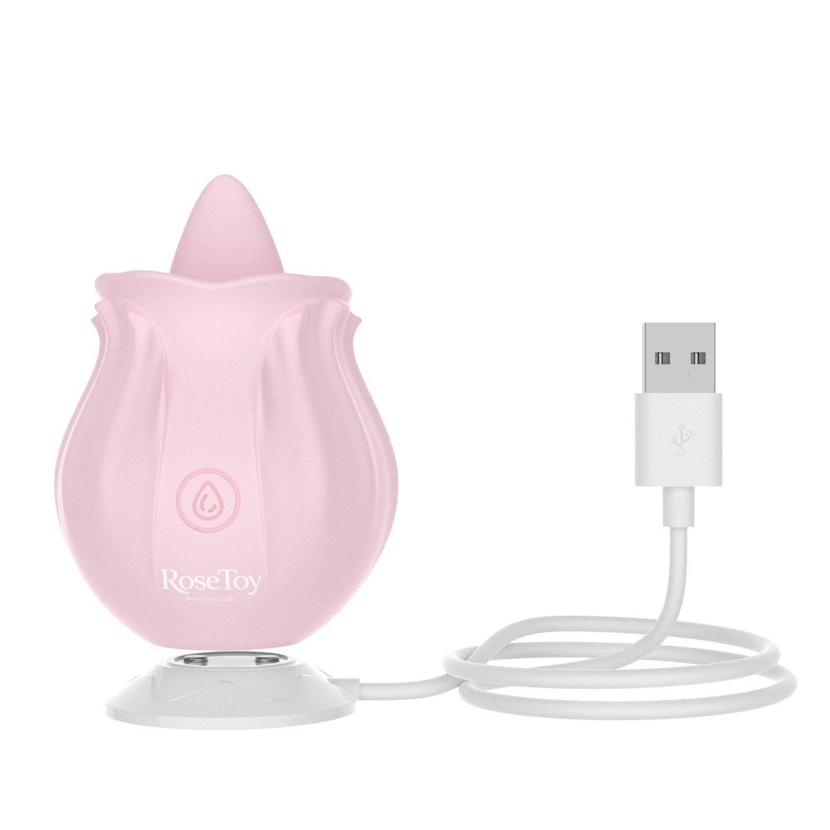 Rose Bloom licking vibrator with USB magnetic charging cable